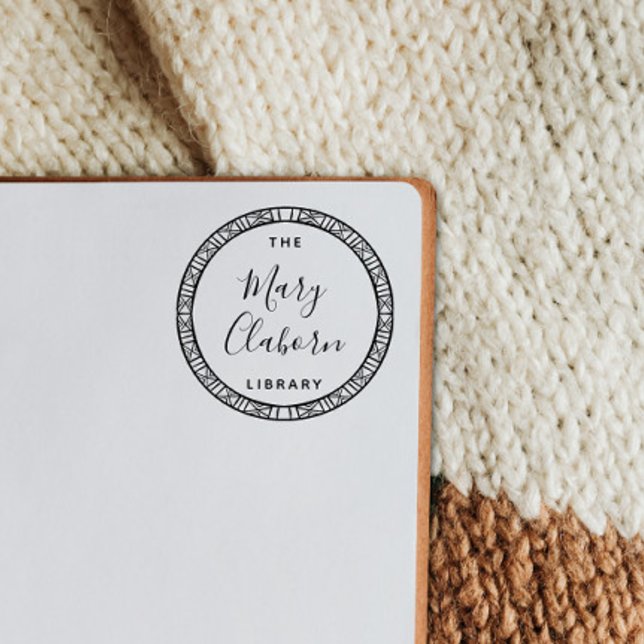 Tampons Encreurs Feuilles Minimalistes Modernes De La Bibliothèque  (Créateur téléchargé)