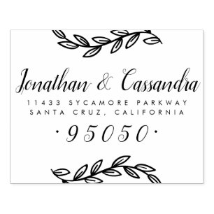 Tampons Encreurs Feuilles rustiques et script de calligraphie Adres