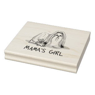 Tampons Encreurs Fille de maman Chih Tzu (blanc tan) Chien Maman mi