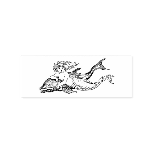 Tampons Encreurs Fille de sirène avec dessin de dauphin (Impression)