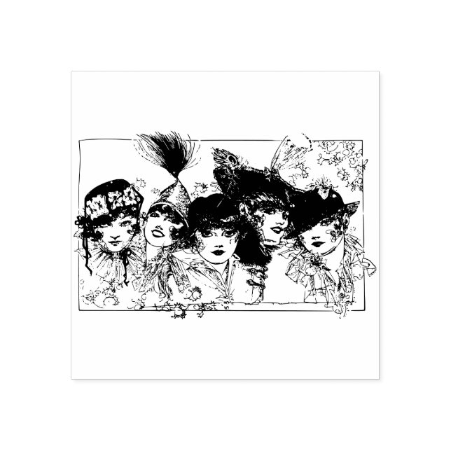 Tampons Encreurs Filles Flapper avec casquette (Impression)