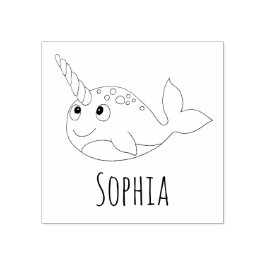 Tampons Encreurs Filles mignonne arc-en-ciel Narwhal & nom scolaire