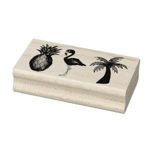 Tampons Encreurs Flamant rose rose Ananas Palmier arbre Tropical Is