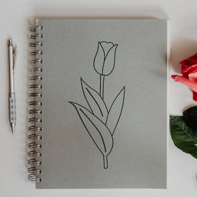 Tampons Encreurs Fleur d'art de la ligne Tulipe botanique (Botanical Tulip Line Art Flower Rubber Stamp)