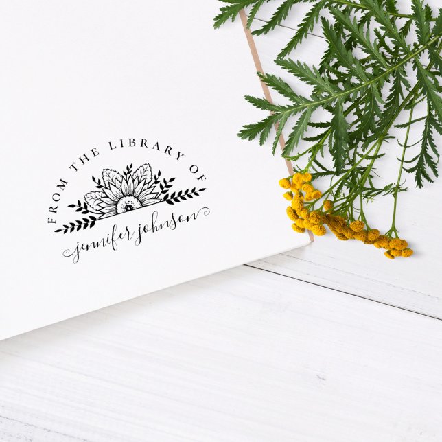Tampons Encreurs Fleur Design De La Bibliothèque Livre Personnalisé (Créateur téléchargé)
