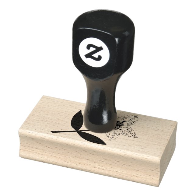 Tampons Encreurs Fleur rose mignonne avec congé (Tampon)