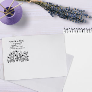 Tampons Encreurs Fleur sauvage moderne Nom personnalisé Adresse de 