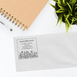 Tampons Encreurs Fleur sauvage moderne Nom personnalisé Adresse de 