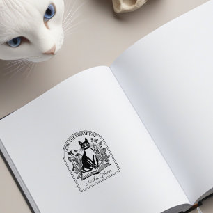 Tampons Encreurs Fleurs de la nature Chat de livre, Plaque personna