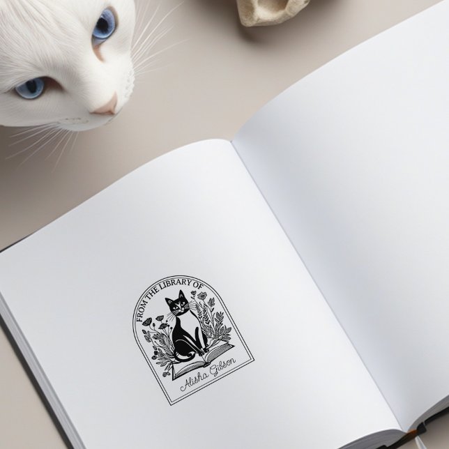 Tampons Encreurs Fleurs de la nature Chat de livre, Plaque personna (Créateur téléchargé)