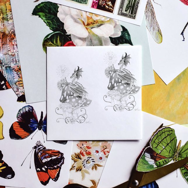 Tampons Encreurs Fleurs d'Imaginaire de dragon de champignons verts (Créateur téléchargé)