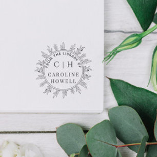 Tampons Encreurs Fleurs Monogrammes Élégantes De La Bibliothèque De