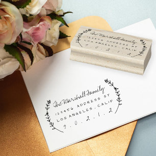 Tampons Encreurs Floral Laurels Adresse personnalisée Timbre en cao