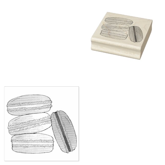 Tampons Encreurs Français Macaron Cookies Pile Boulangerie Pâtisser (Tamponné)