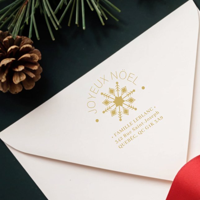 Tampons Encreurs French Cute Sophisticated Snowflake Christmas  (French Cute Sophisticated Snowflake Christmas Winter Address Rubber Stamps. )