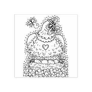 TAMPONS ENCREURS FUNNY IRISH HEN, OEUFS ET SHAMROCK CUIT POULET