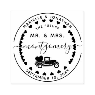 Tampons Encreurs Futur M. & Mme Enregistrer la date Camion Vintage