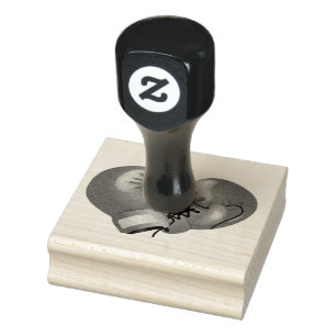 Tampons Encreurs Gants de boxe Design Timbre en bois