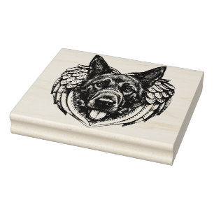 Tampons Encreurs German shepherd Angel dog head art illustration 