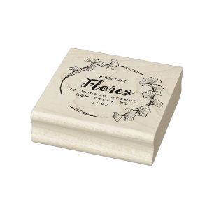 Tampons Encreurs Ginkgo couronne feuille Personnaliser le nom