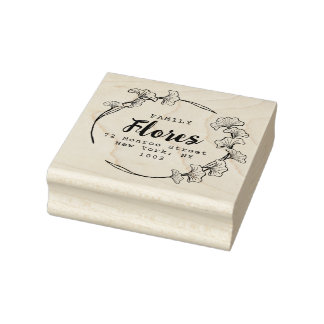 Tampons Encreurs Ginkgo couronne feuille Personnaliser le nom