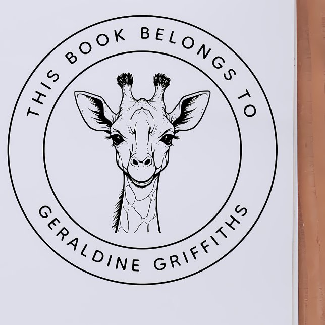 Tampons Encreurs Giraffe Personnalisée Ce livre appartient au nom d (Créateur téléchargé)