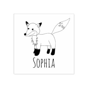 Tampons Encreurs Girls mignonne Woodland Fox & Nom scolaire Plaque 