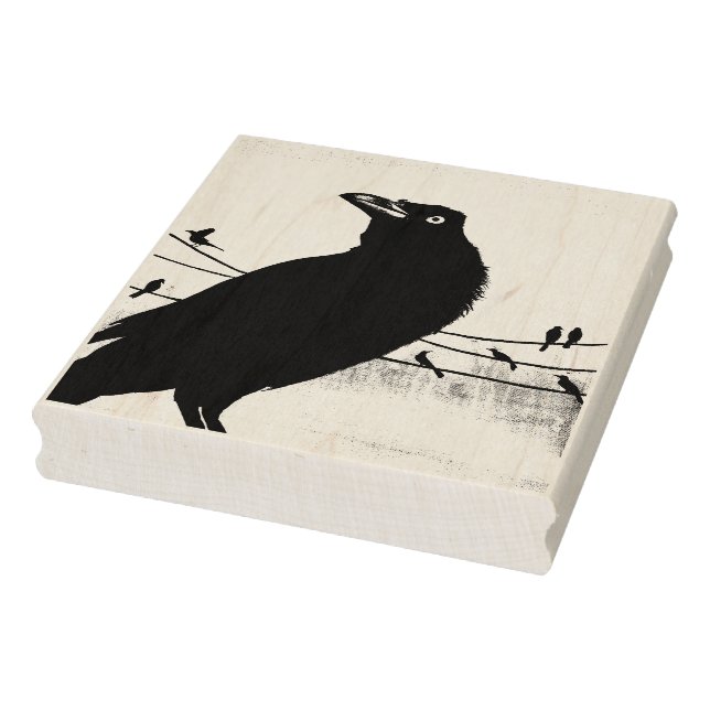 Tampons Encreurs Grackle Austin Texas Black Bird Wildlife Painting (Tampon)