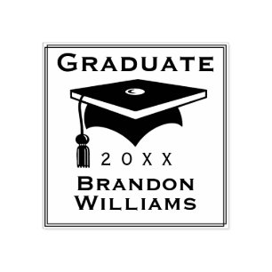 Tampons Encreurs Graduation Casquette de grade Typographie Bois Art