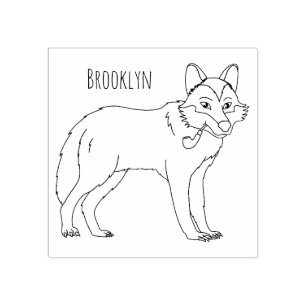 Tampons Encreurs Gray wolf with pipe cartoon