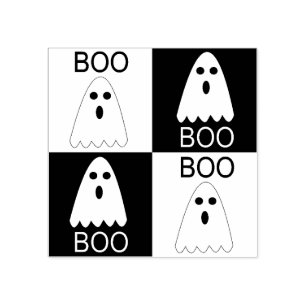 Tampons Encreurs Halloween Boo Ghost Purple et Carrés orange