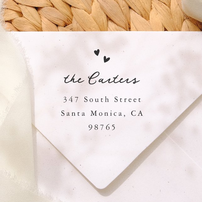 Tampons Encreurs Hand Drawn Hearts Whimsical Script Name & Address (Créateur téléchargé)
