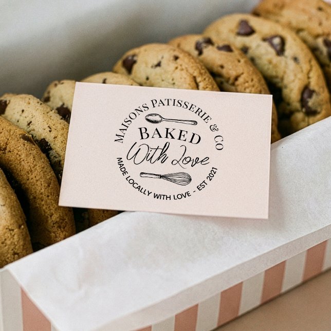 Tampons Encreurs Hand Drawn Whisk Spoon Baked With Love Bakery (Hand Drawn Whisk Spoon Baked With Love Bakery Rubber Stamp)