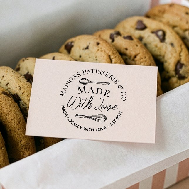 Tampons Encreurs Hand Drawn Whisk Spoon Made With Love Bakery (Hand Drawn Whisk Spoon Made With Love Bakery Rubber Stamp)