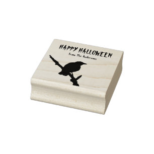 Tampons Encreurs Happy Halloween Crow Wood Art Timbre