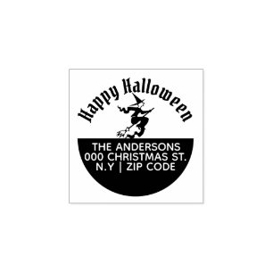 Tampons Encreurs Happy halloween sorcière volant l'adresse de retou