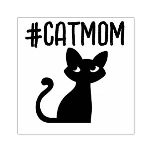 Tampons Encreurs HASHTAG MOM CAT #CATMOM Timbre d'art en bois