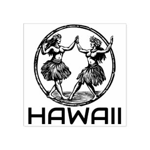 Tampons Encreurs Hawaiian Hula Dancer Girls Rubber Stamp