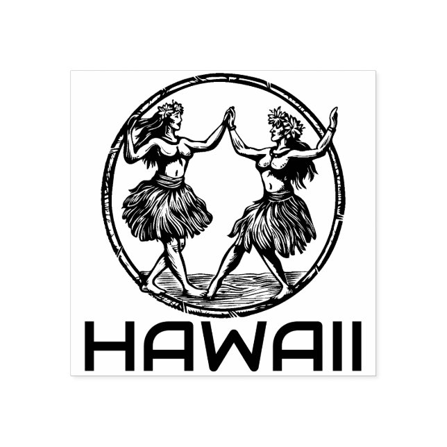 Tampons Encreurs Hawaiian Hula Dancer Girls Rubber Stamp (Impression)