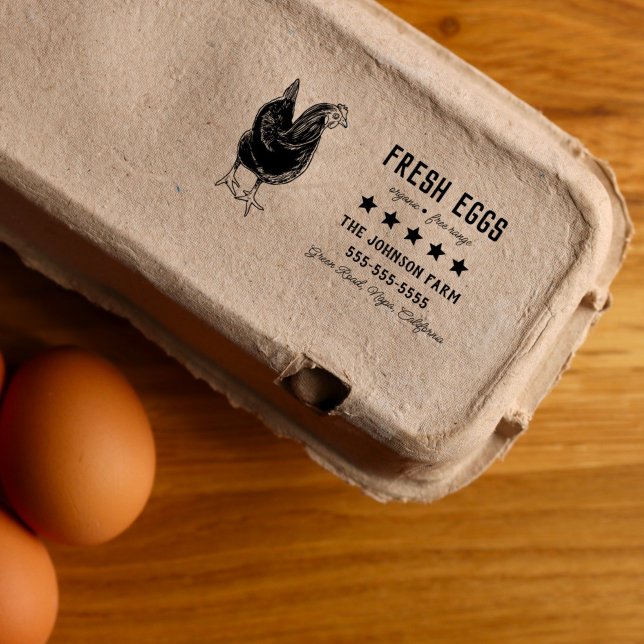Tampons Encreurs Hen Family Farm OE frais Adresse Timbre en caoutch (Créateur téléchargé)
