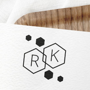 Tampons Encreurs Hexagones géométriques modernes mariage monogramme
