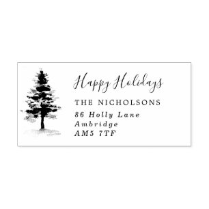 Tampons Encreurs Holiday Etted Pine Tree Family Adresse Rubber Sta