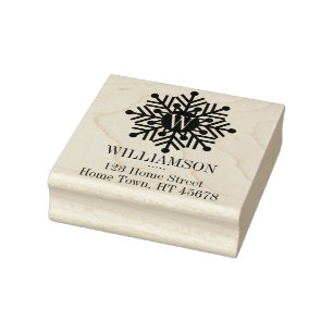 Tampons Encreurs Holiday Monogram Carré Snowflake Adresse de retour