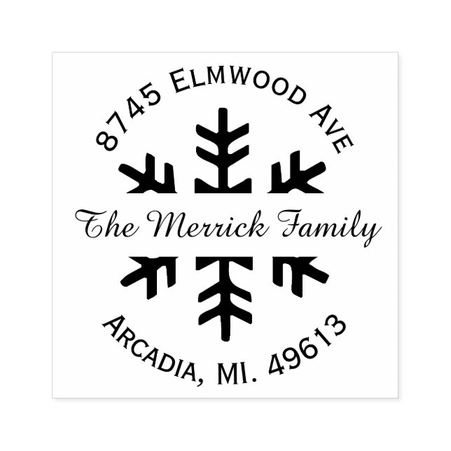 Tampons Encreurs Holiday Snowflake Adresse de retour Timbre en caou (Impression)