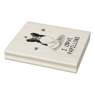 Tampons Encreurs I Love Papillons (blanc & noir) Coeurs Chiens mign