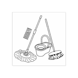 Tampons Encreurs Illustration de la bande dessinée Broom & mop