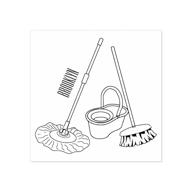 Tampons Encreurs Illustration de la bande dessinée Broom & mop (Impression)