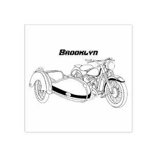 Tampons Encreurs Illustration de moto pourpre Sidecar