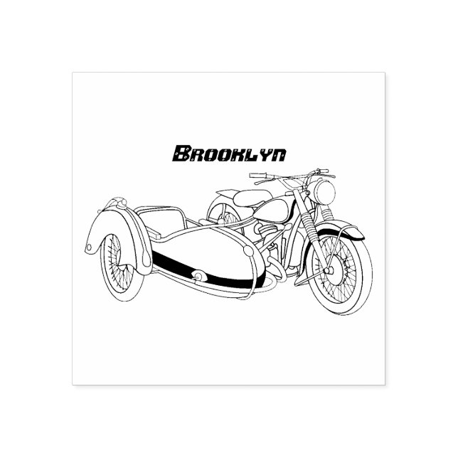 Tampons Encreurs Illustration de moto pourpre Sidecar (Impression)