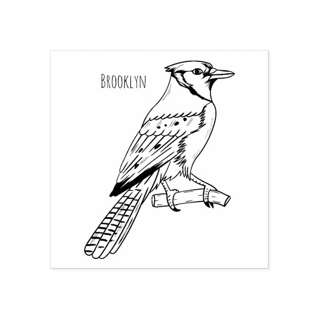 Tampons Encreurs Illustration d'oiseau de jay bleu (Impression)